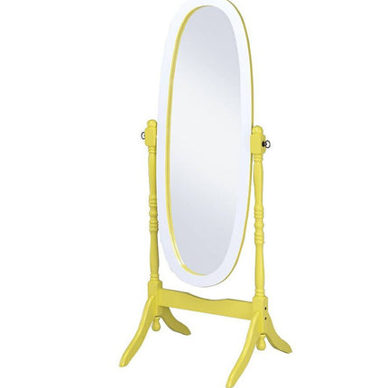 59" Purple And White Wood Freestanding Oval Framed Cheval Mirror HomeRoots