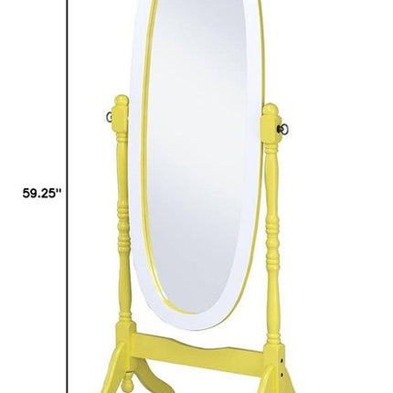59" Purple And White Wood Freestanding Oval Framed Cheval Mirror HomeRoots