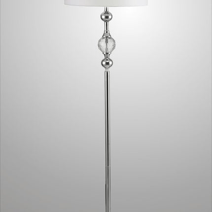 63" Chrome and Crystal Orb Shaped Floor Lamp With White Drum Shade HomeRoots