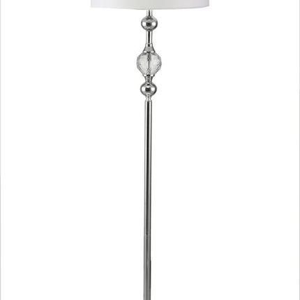 63" Chrome and Crystal Orb Shaped Floor Lamp With White Drum Shade HomeRoots
