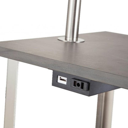58" Steel Tray Table Floor Lamp With White Square Shade HomeRoots