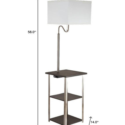 58" Steel Tray Table Floor Lamp With White Square Shade HomeRoots