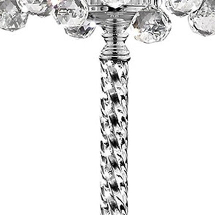 63" Silver Three Light Candelabra Floor Lamp With White Fabric Drum Shade HomeRoots