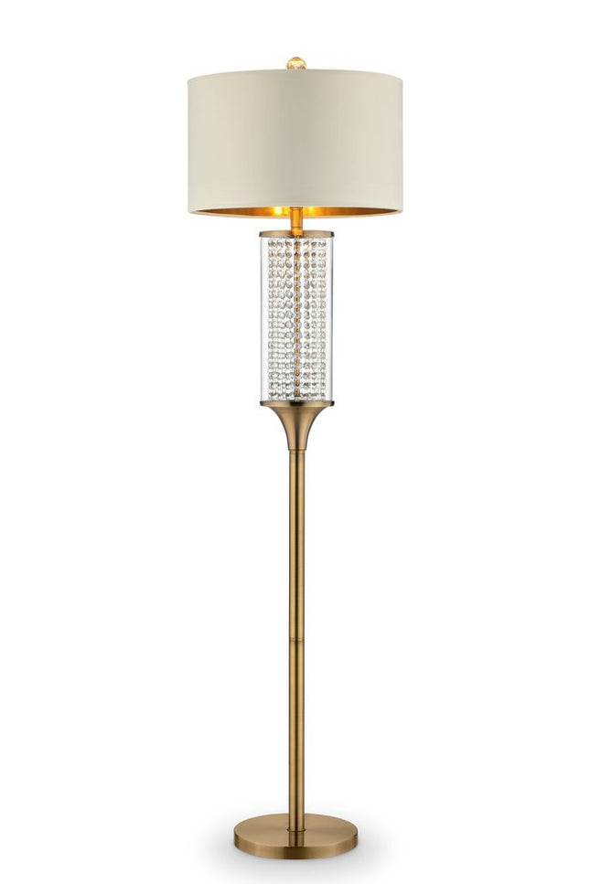 62" Gold Column Floor Lamp With Off White Metal Drum Shade HomeRoots