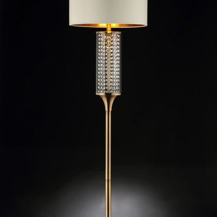 62" Gold Column Floor Lamp With Off White Metal Drum Shade HomeRoots