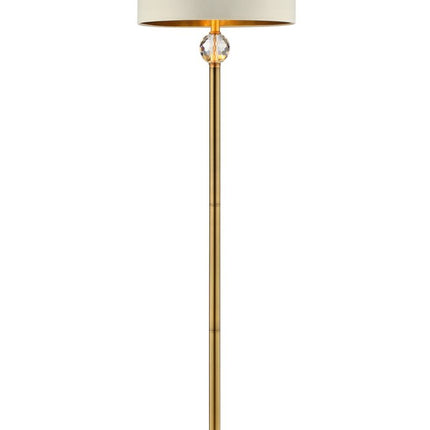 63" Gold Column Floor Lamp With Off White Metal Drum Shade HomeRoots
