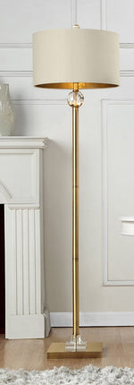 63" Gold Column Floor Lamp With Off White Metal Drum Shade HomeRoots