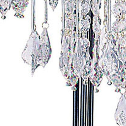 34" Black Metal Three Light Chandelier Table Lamp HomeRoots