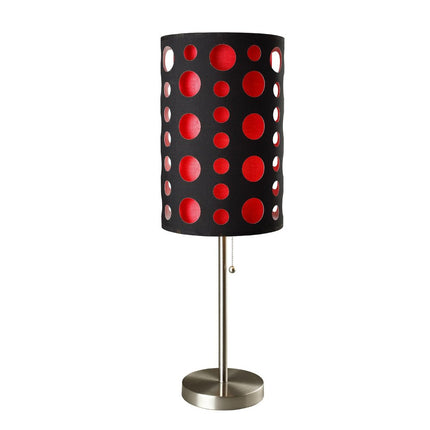 33" Steel Mod Table Lamp With Black And Red Drum Shade HomeRoots