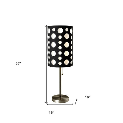 33" Steel Mod Table Lamp With Black And Red Drum Shade HomeRoots