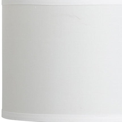 19" Silver Bedside Table Lamp With White Drum Shade