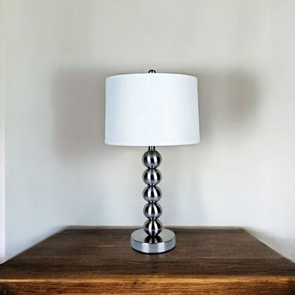 Silver Bauble Table Lamp with White Shade HomeRoots