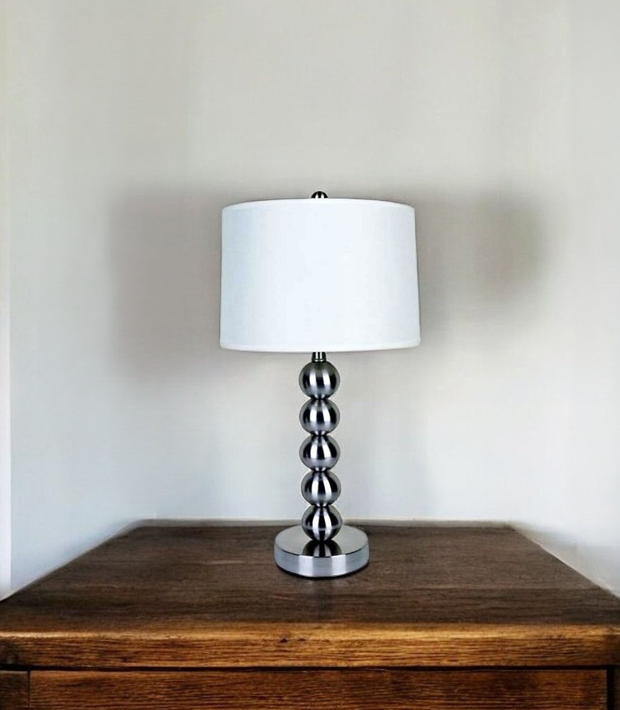 Silver Bauble Table Lamp with White Shade
