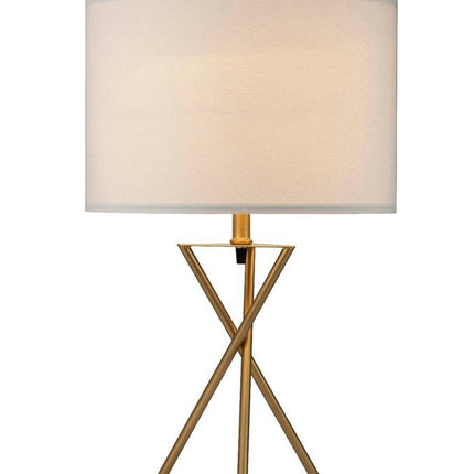 Contemporary Gold Geo Table Lamp with White Shade HomeRoots