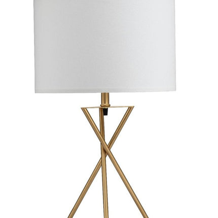 Contemporary Gold Geo Table Lamp with White Shade HomeRoots