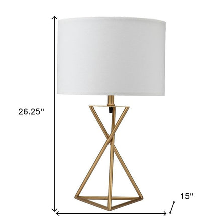 Contemporary Gold Geo Table Lamp with White Shade HomeRoots