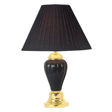 27" Black and Gold Ceramic Urn Table Lamp With Black Empire Shade HomeRoots