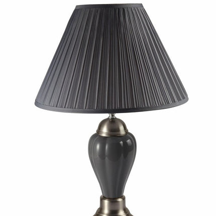 27" Ivory and Silver Ceramic Urn Table Lamp With White Empire Shade HomeRoots