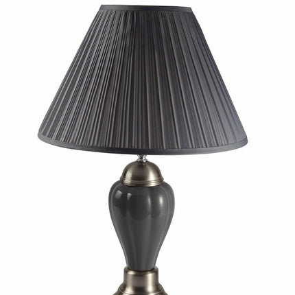 27" Ivory and Silver Ceramic Urn Table Lamp With White Empire Shade HomeRoots