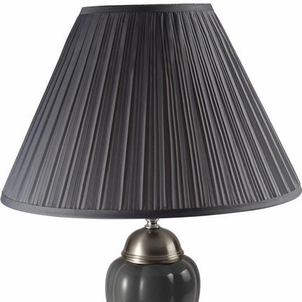 27" Ivory and Silver Ceramic Urn Table Lamp With White Empire Shade HomeRoots