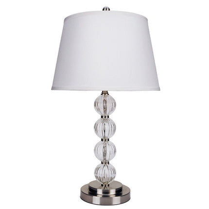 29" Silver Metal Table Lamp With White Classic Empire Shade HomeRoots