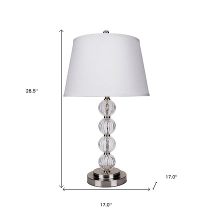 29" Silver Metal Table Lamp With White Classic Empire Shade HomeRoots