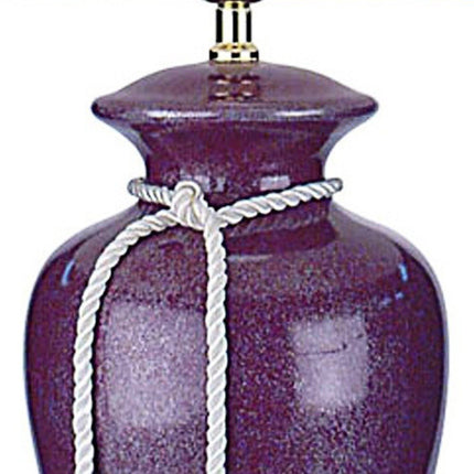 35" Red Burgundy Glaze Ceramic Urn Table Lamp With White Classic Empire Shade HomeRoots