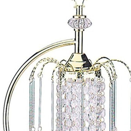 27" Gold Metal Chandelier Faux Crystal Table Lamp HomeRoots