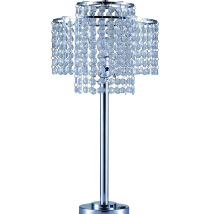 26" Silver Glam Two Tier Chandelier USB Table Lamp HomeRoots