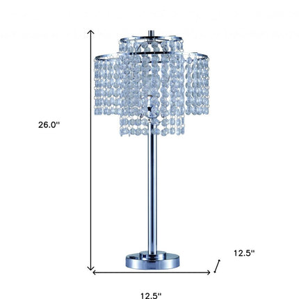 26" Silver Glam Two Tier Chandelier USB Table Lamp HomeRoots