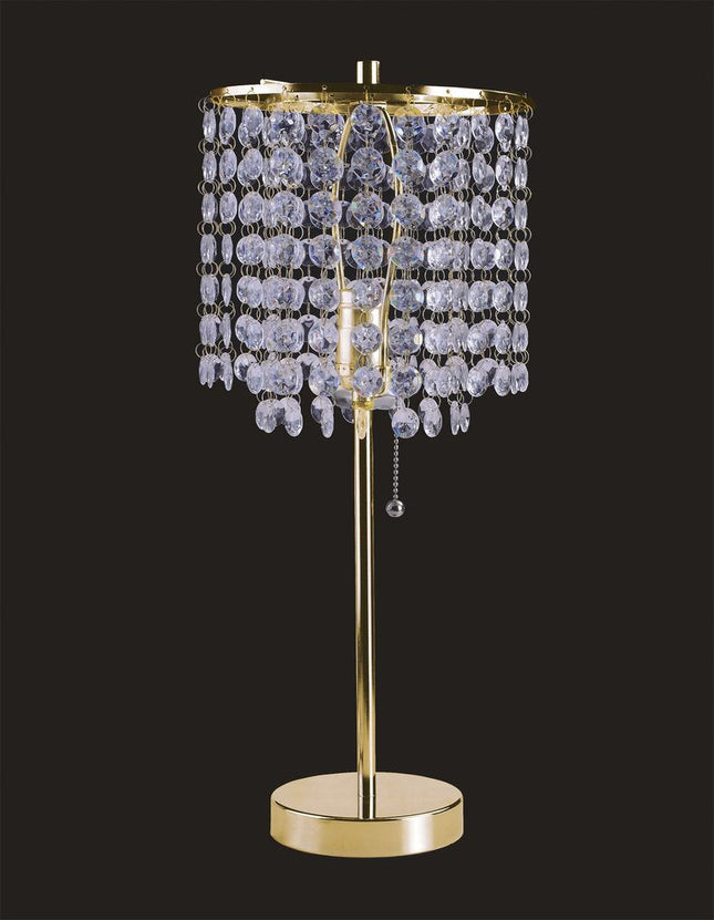 20" Gold Metal Bedside Table Lamp With Clear Drum Shade HomeRoots