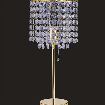 20" Gold Metal Bedside Table Lamp With Clear Drum Shade HomeRoots