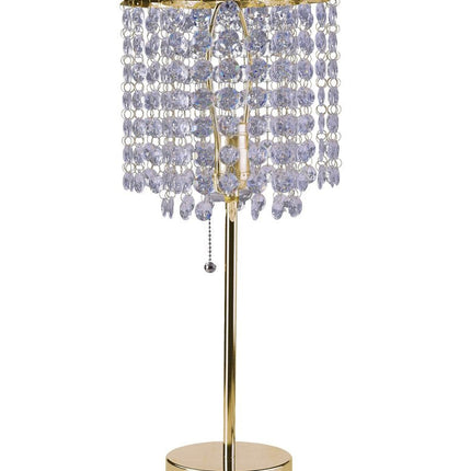 20" Gold Metal Bedside Table Lamp With Clear Drum Shade HomeRoots