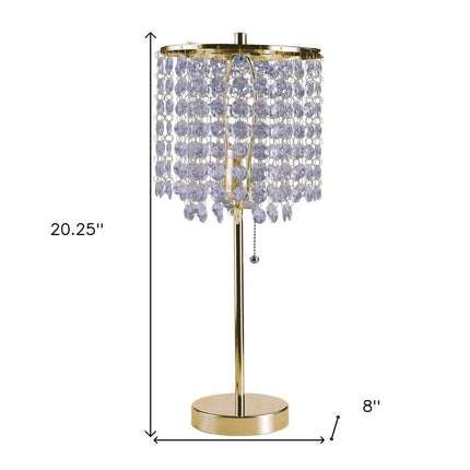 20" Gold Metal Bedside Table Lamp With Clear Drum Shade HomeRoots