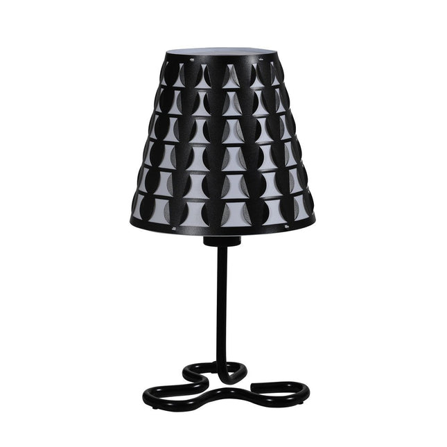 16" Black Bedside Table Lamp With Black And White Polka Dots Empire Shade HomeRoots
