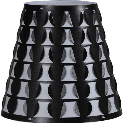 16" Black Bedside Table Lamp With Black And White Polka Dots Empire Shade HomeRoots