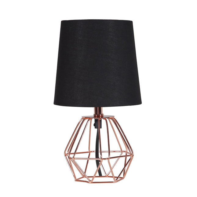 11" Copper Bedside Table Lamp With Black Empire Shade HomeRoots