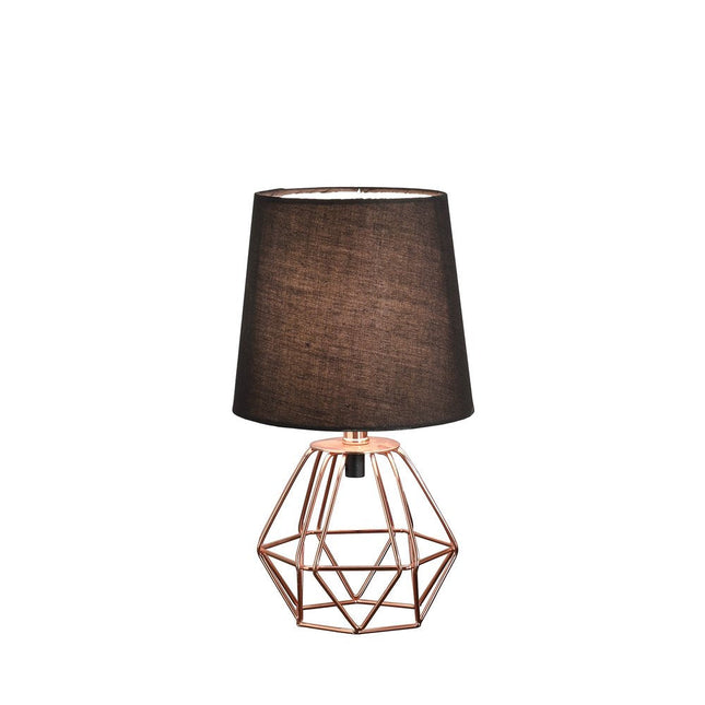 11" Copper Bedside Table Lamp With Black Empire Shade HomeRoots