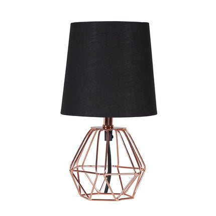 11" Copper Bedside Table Lamp With Black Empire Shade HomeRoots