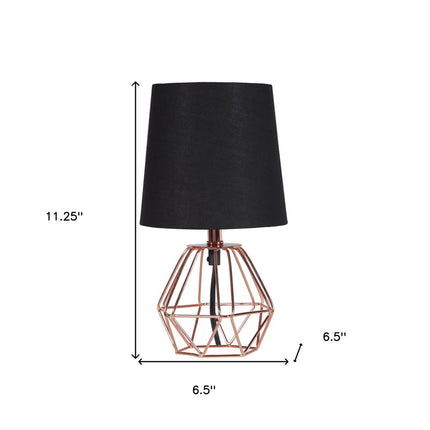 11" Copper Bedside Table Lamp With Black Empire Shade HomeRoots