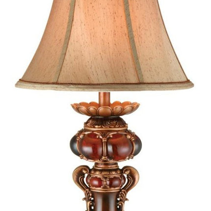 Antique Inspired Table Lamp with Linen Lamp Shade HomeRoots