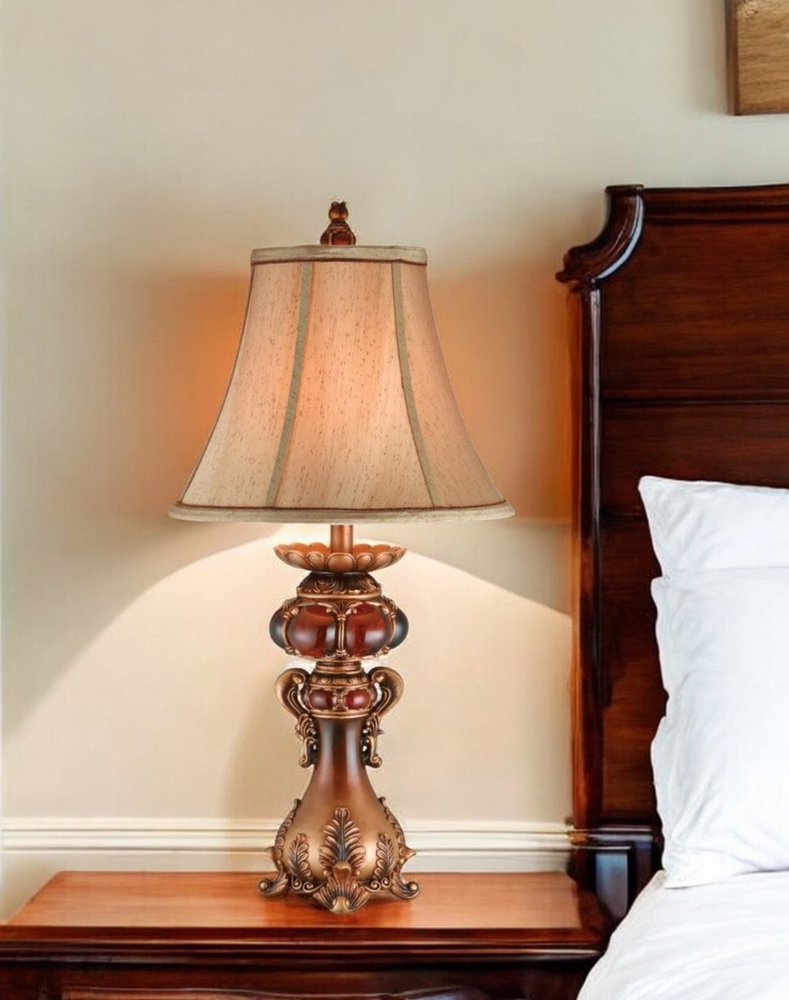 Antique Inspired Table Lamp with Linen Lamp Shade