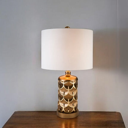Magestic Brown and Gold Geo Table Lamp HomeRoots