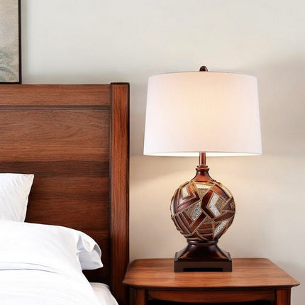 Brown Metallic Mosaic Design Table Lamp HomeRoots
