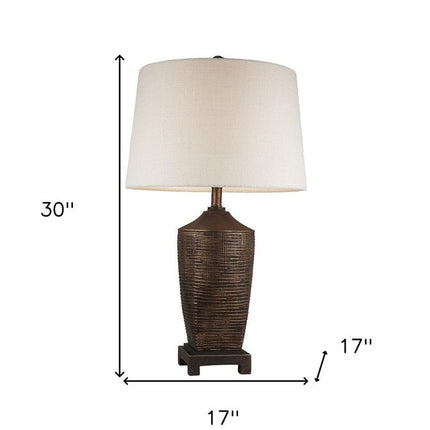 Fantastic Rustic Ribbed Bronze Table Lamp HomeRoots