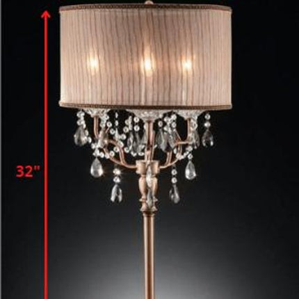 32" Clear and Rose Gold Faux Crystal Accent Table Lamp HomeRoots