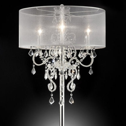 Glam Silver Faux Crystal Accent Table Lamp with See Thru Shade HomeRoots