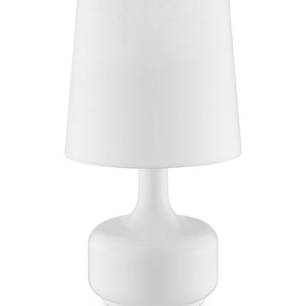 17" White Metal Bedside Table Lamp With Off-White Shade HomeRoots