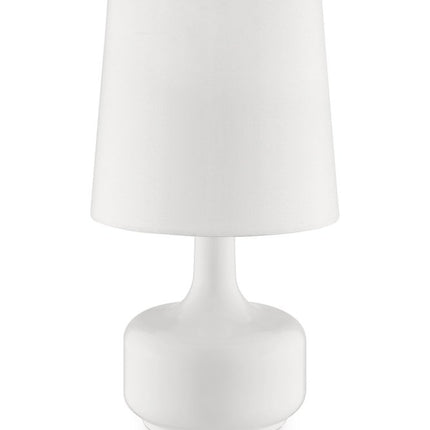 17" White Metal Bedside Table Lamp With Off-White Shade HomeRoots