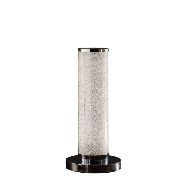13” Modern White Sand Crystal And Steel Table Lamp HomeRoots